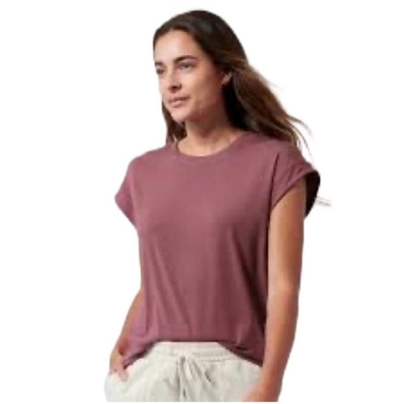 Athleta Studio Practice Muscle Tee Cap Sleeve Back Vent Size Small - Picture 3 of 13